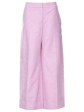 KHAITE Pink Wide-Leg Crop Trousers